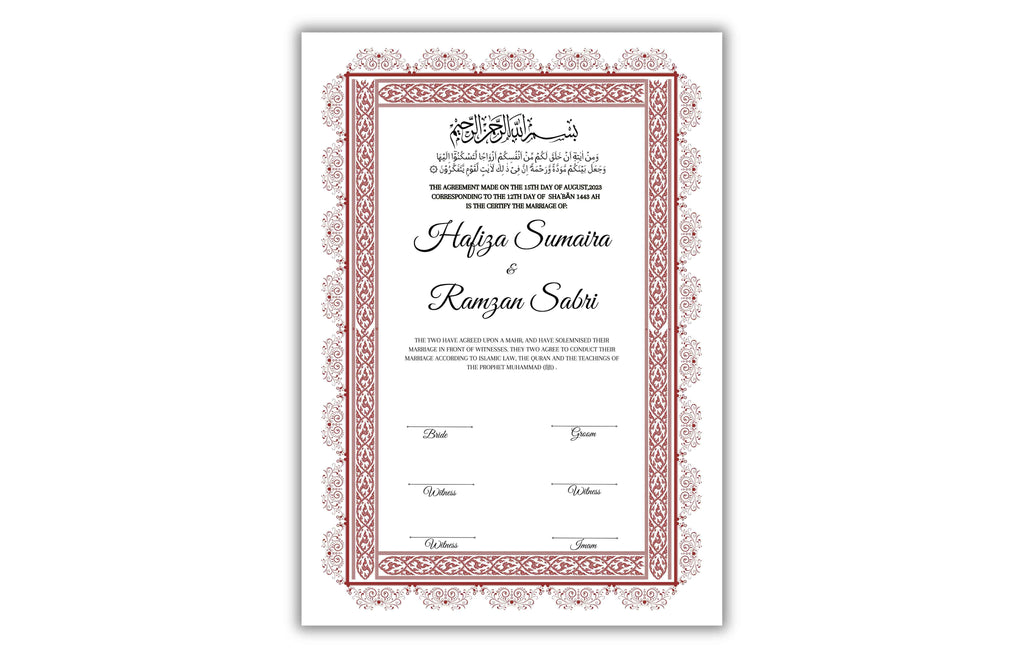 Nikkah Certificate Digital Download Personalised, A4, A3, Template, Instat Download. NN127