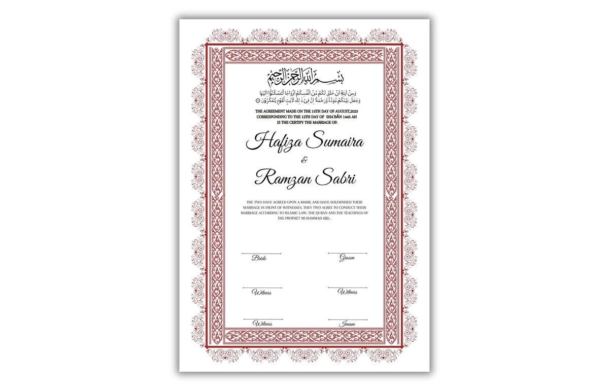 Nikkah Certificate Digital Download Personalised, A4, A3, Template, Instat Download. NN127