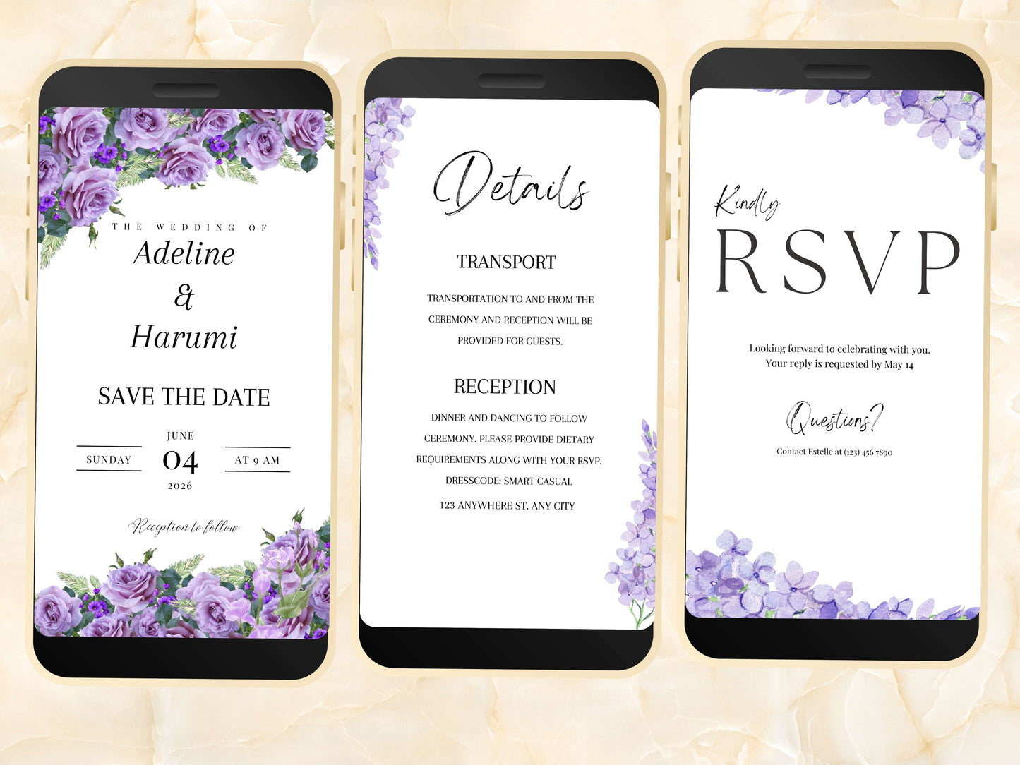 SAVE THE DATE Evite | Digital Wedding Invitation Template | Instant Download | Online Invite | Floral Animated Invitation template. WEIB40