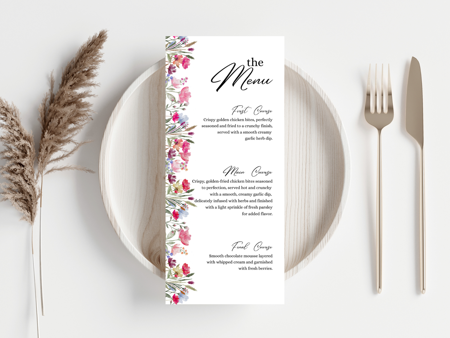 Wedding Thank you Card, Menu Card, Table Card. WI376