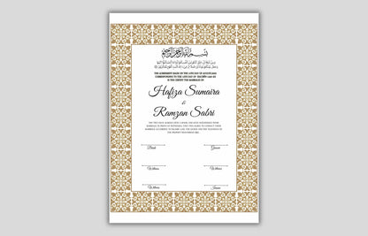 Printable Nikkah Contract Template a3 a4 | Islamic Marriage | PDF Muslim Marriage Contract | Authentic Islamic Wedding Sign Agreement. NN119