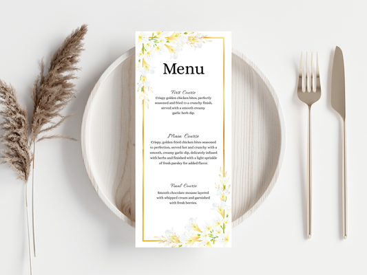 Wedding Thank you Card, Menu Card, Table Card. WI372