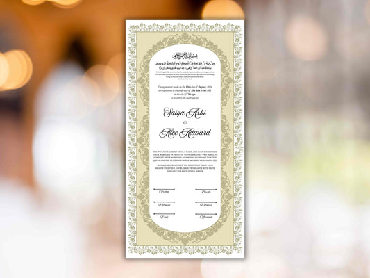 Nikkah Certificate Digital, Nikkah Contract,Customizable Digital Nikkah Certificate: Islamic Wedding Contract, Marriage Certificate. NN283