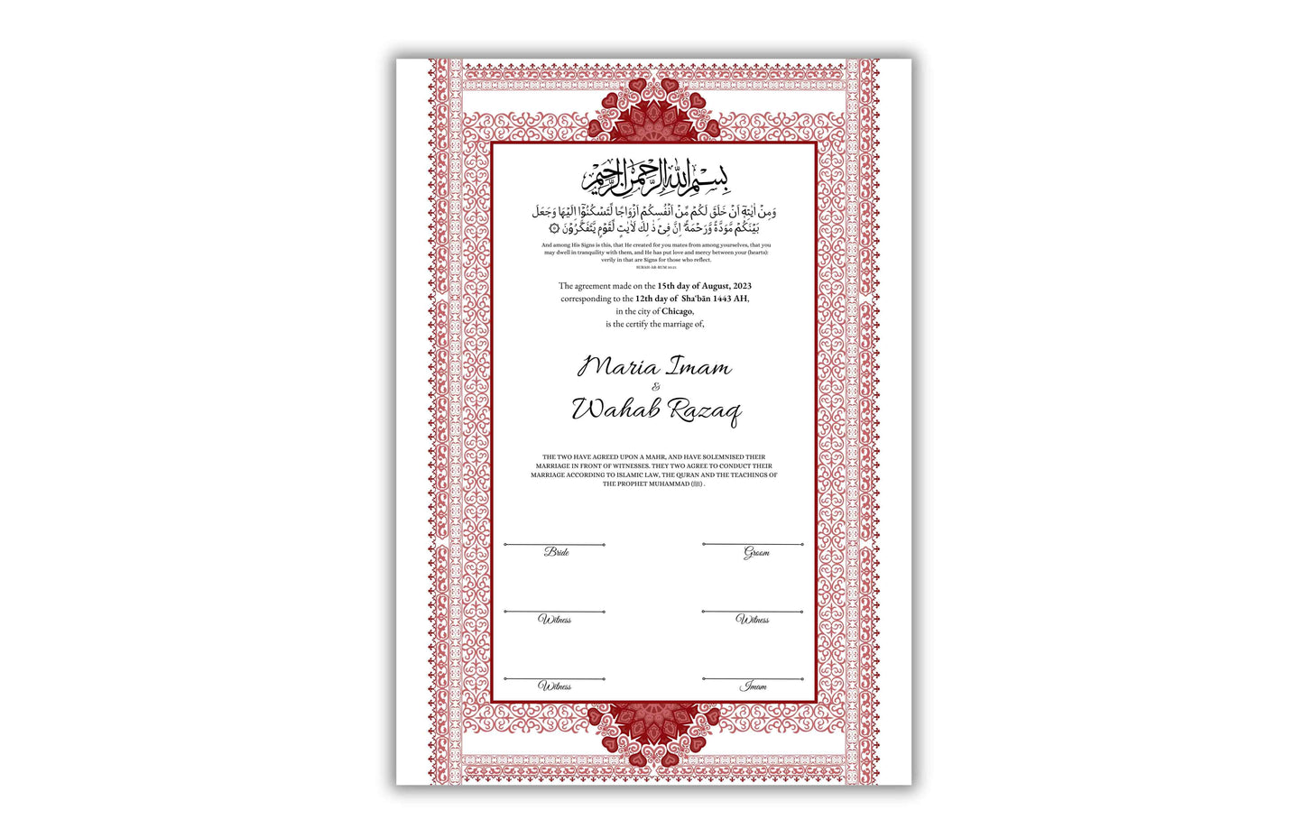 Nikkah Certificate Digital Download Personalised, A4, A3, Template, Instat Download. NN179