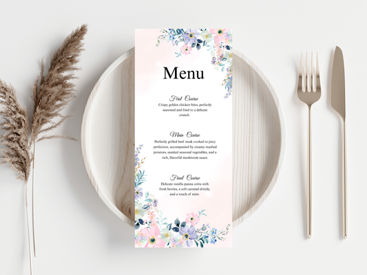 Wedding Thank you Card, Menu Card, Table Card. WI350