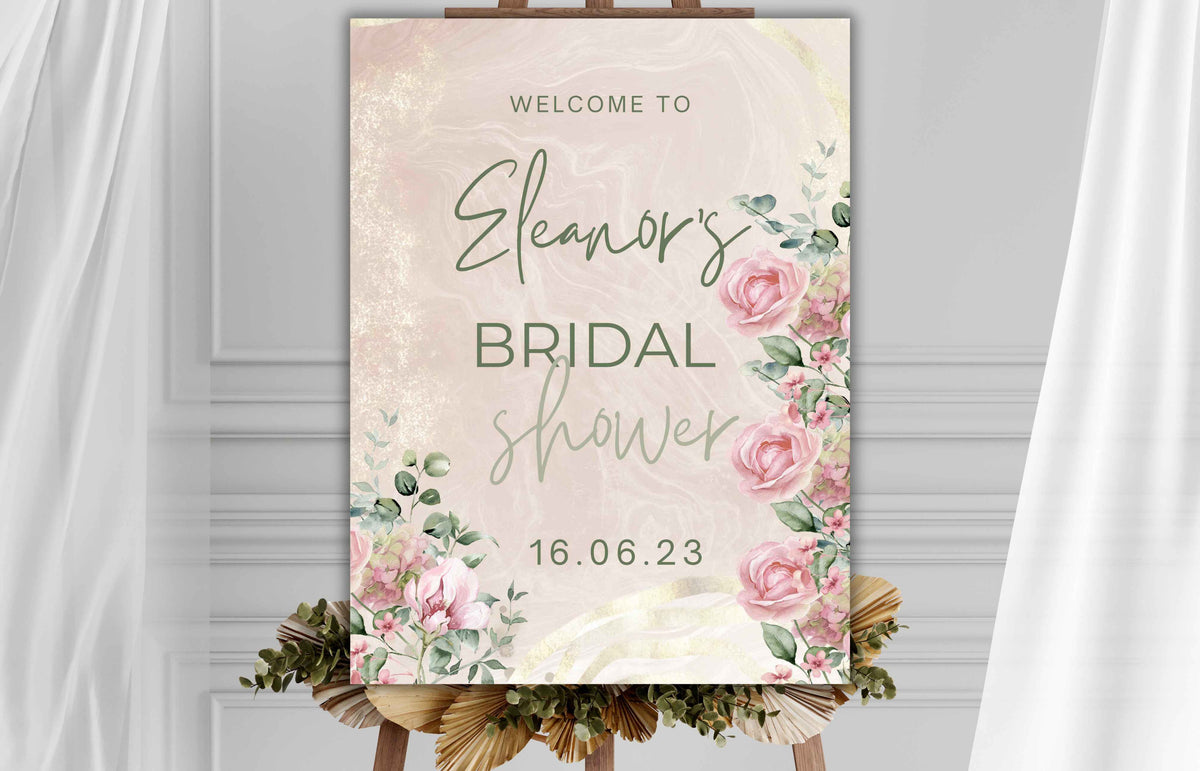 Pink Roses Bridal Shower Welcome Sign, Pink Bridal shower Welcome Sign Template, Pink Floral Welcome Sign, SIGN35