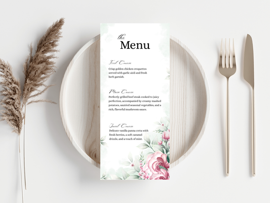 Wedding Thank you Card, Menu Card, Table Card. WI337