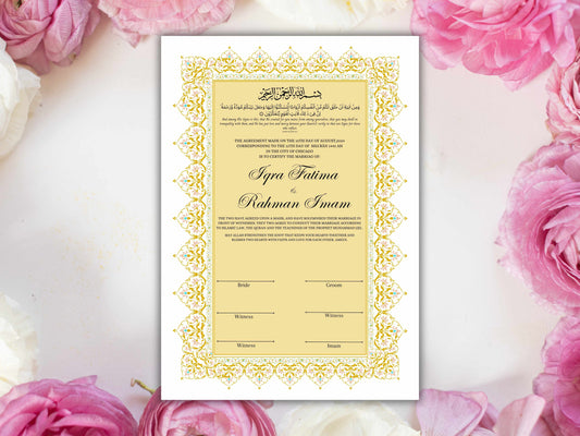 Premium Nikkah Contract , Custom Nikkah Nama | Islamic Wedding Contract, Digital, Printable Nikkah Certificate , Intricate. NT220