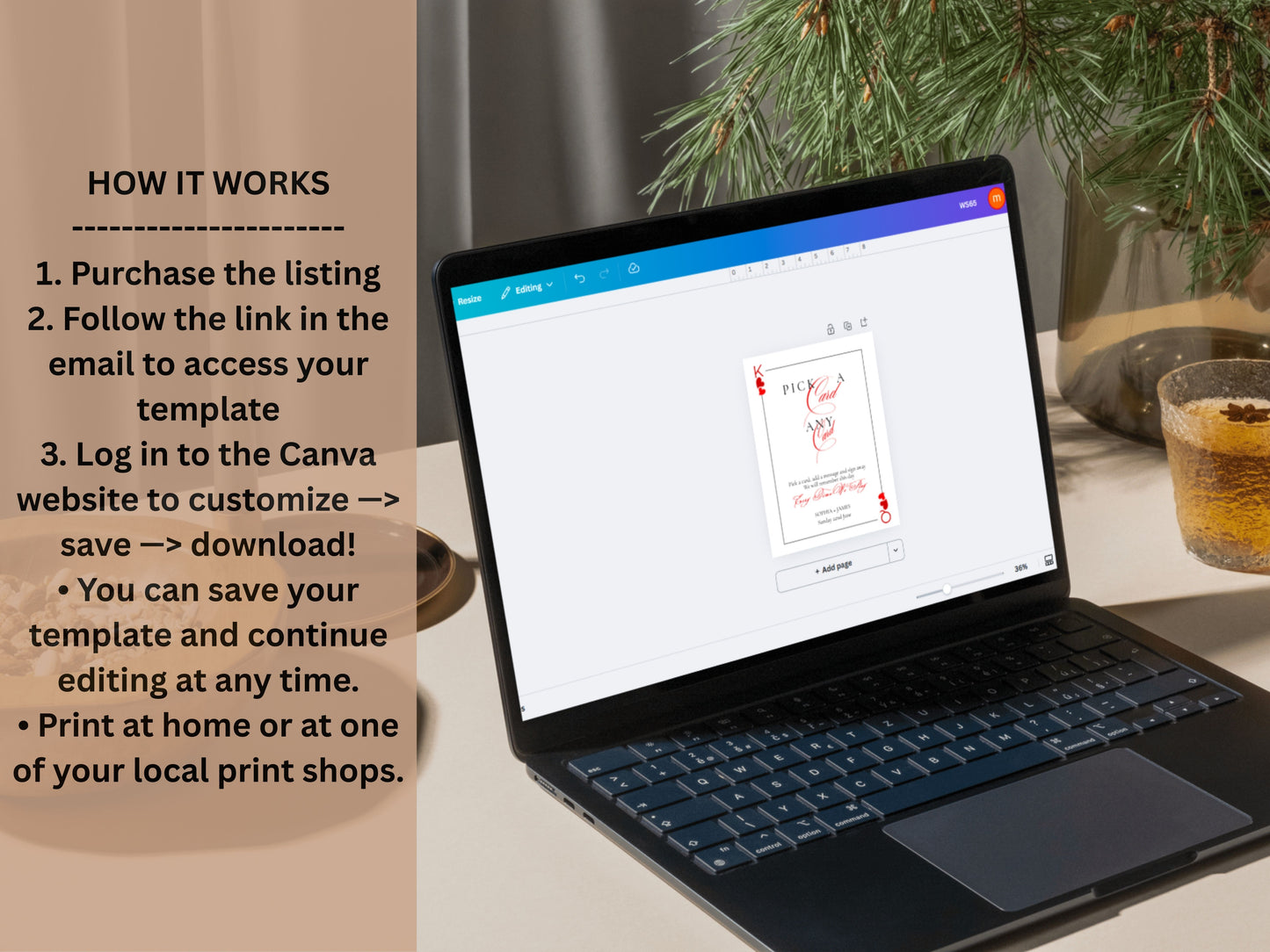 Playing Card Wedding Guest Book Sign | Pick a Card Any Card | Unique Deck of Cards | Minimalist Wedding Sign Instant Download. WS65