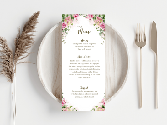 Wedding Thank you Card, Menu Card, Table Card. WI306