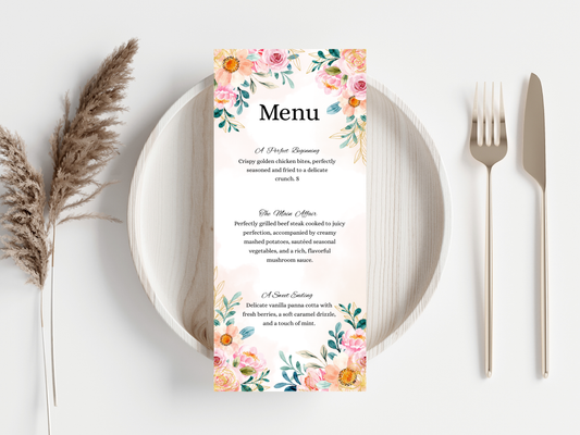 Wedding Thank you Card, Menu Card, Table Card. WI340