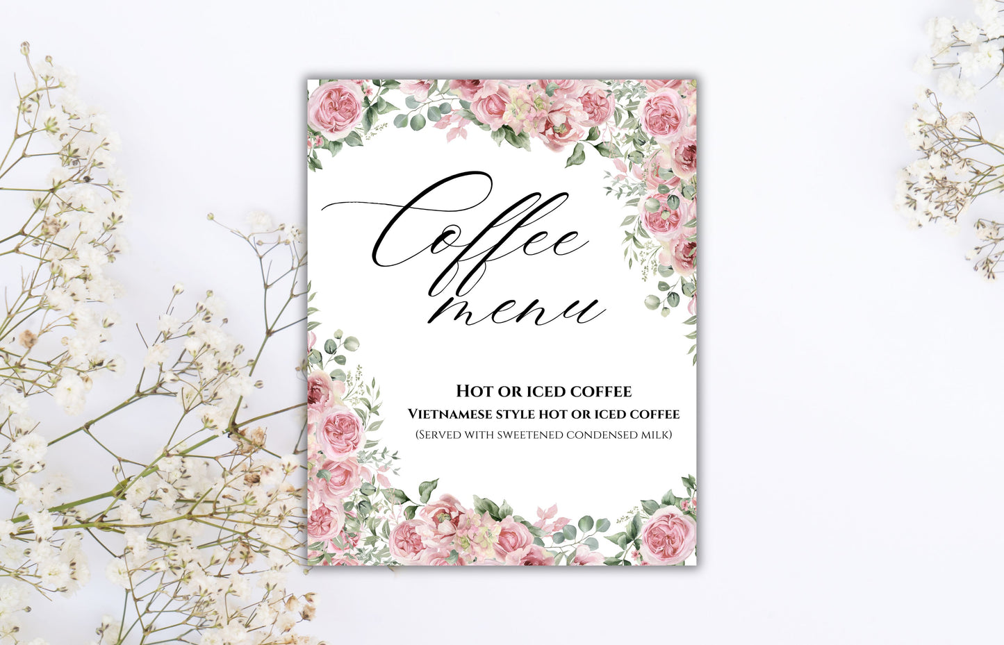 Menu Wedding Sign, Coffee Bar Wedding Sign, Modern Wedding Sign, Printable Template, Wedding Hot Coffee Sign, Editable Template. WS23