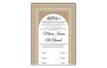 Digital Nikah Certificate, Nikahnama, A4/A3 Nikkahnama, Qubool Hai Muslim Islamic Marriage. NN130