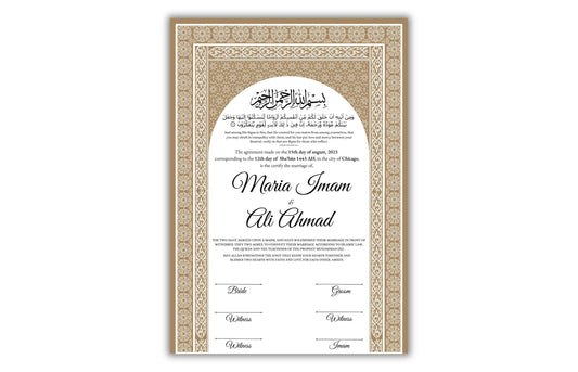 Digital Nikah Certificate, Nikahnama, A4/A3 Nikkahnama, Qubool Hai Muslim Islamic Marriage. NN130