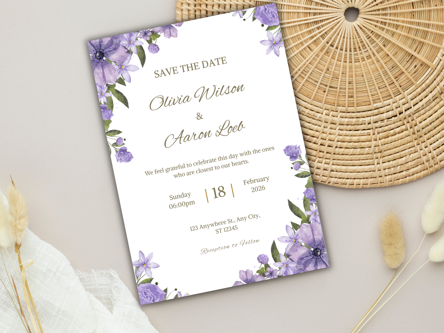 Wedding Invitation Set, RSVP, Wedding Invitation, Details, Editable, Template, WI245