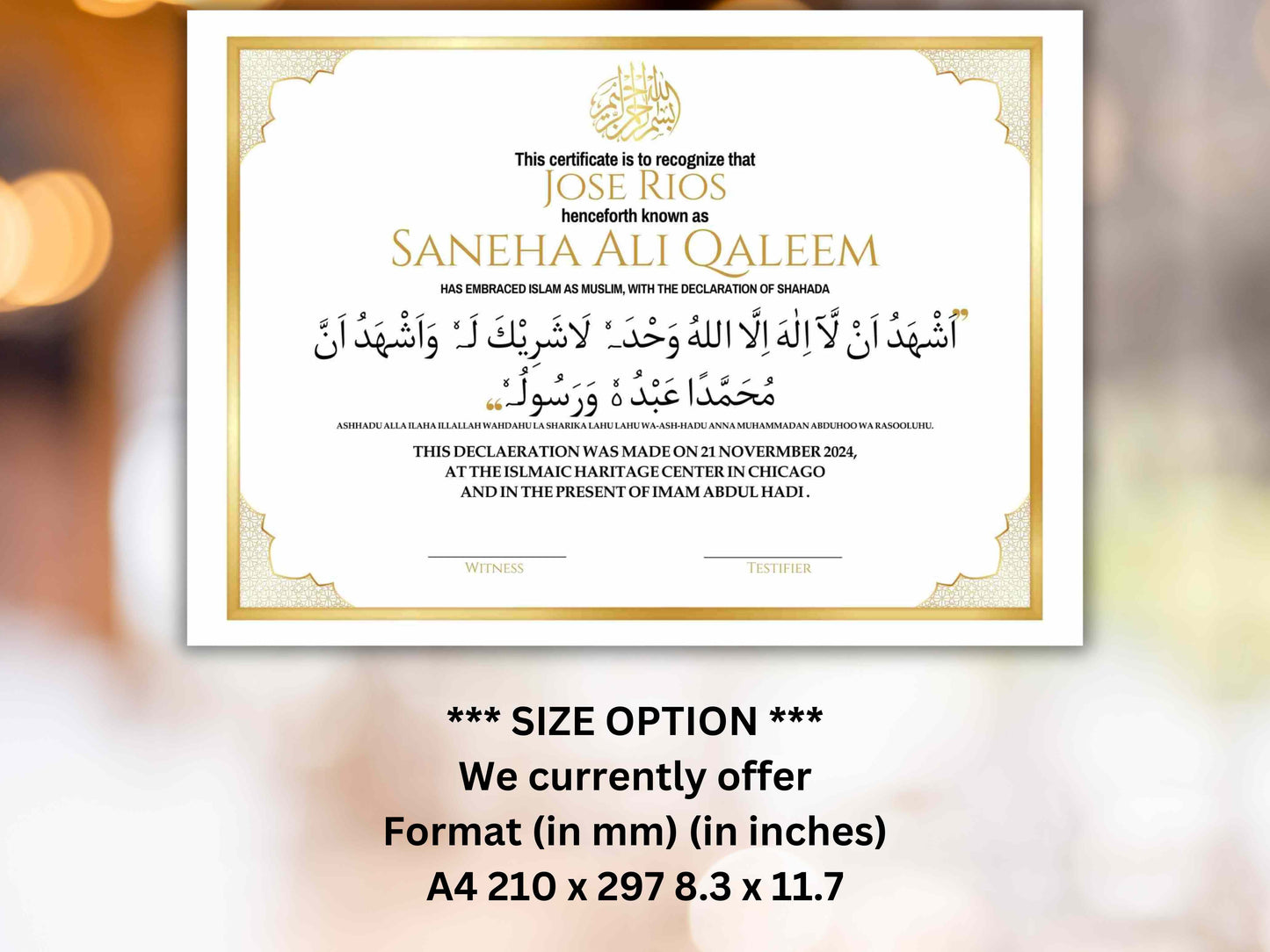 Conversion Certificate, Muslim Conversion Certificate, Shahada Certificate, Convert Certificate, Editable, Printable, Instant Download. CC3