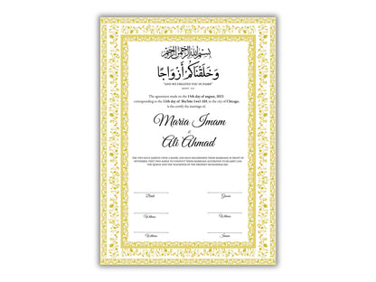 Nikkahnama | A4/A3 Custom Luxury Nikkah Contract | Digital contract | Inspired Luxury Nikkahnama | Nikkah Certificate Pdf Template. NN145