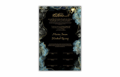 Luxury Nikkah Certificate, Premium Islamic Wedding Contract, Nikkah Nama, Muslim Marriage Certificate, Personalised Names. NN183