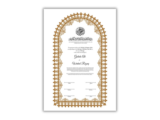 Nikkah Certificate Digital Download Personalised, A4, A3, Template, Muslim Wedding Contract, Instat Download. NN158