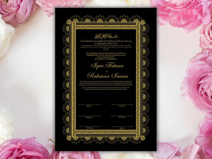 Luxury Nikkah Contract, Digital Printable Personalised Customised Nikkah Certificate, Custom Nikah Nama, Islamic Wedding Contract. NN227