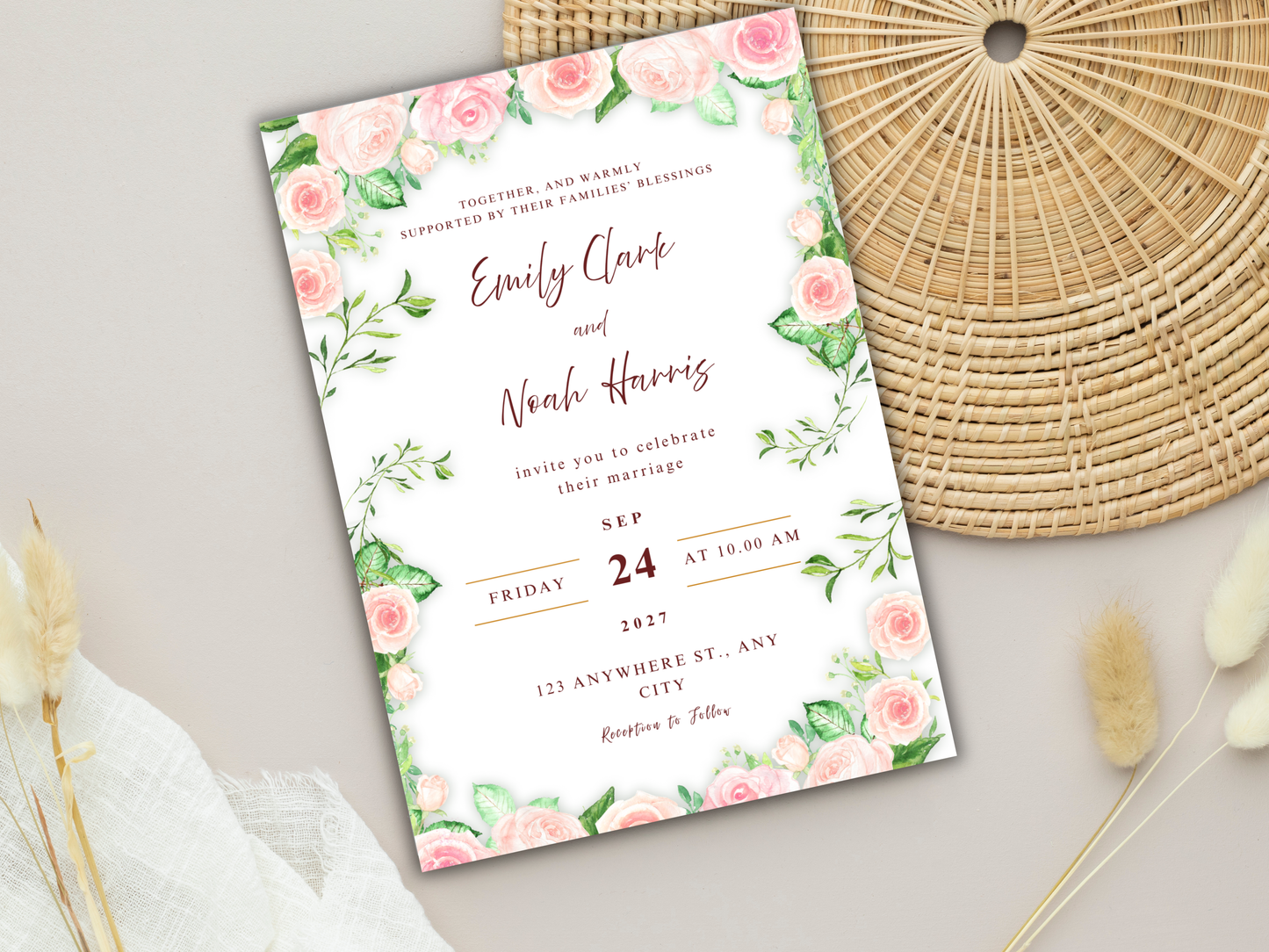 Wedding Invitation Set, RSVP, Wedding Invitation, Details, Editable, Template, WI261