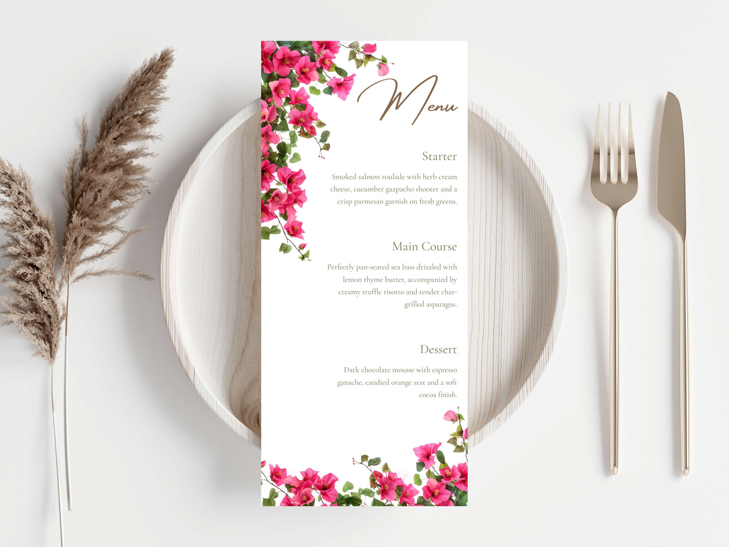 Wedding Menu Template, Editable Place Card & Thank You Note. WI199