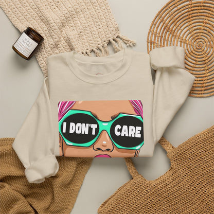 “I Don’t Care” Pop Art Crewneck Sweatshirt