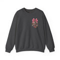 Crewneck Sweatshirt — Floral Heart Ornament with Pink Bow Holiday Design