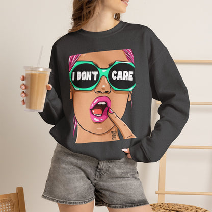 “I Don’t Care” Pop Art Crewneck Sweatshirt