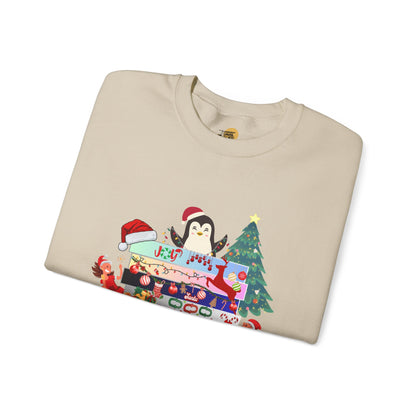 Festive Penguin Crewneck Sweatshirt, Winter Clothing, Holiday Gift, Cozy Sweater, Christmas Sweatshirt, Casual Wear