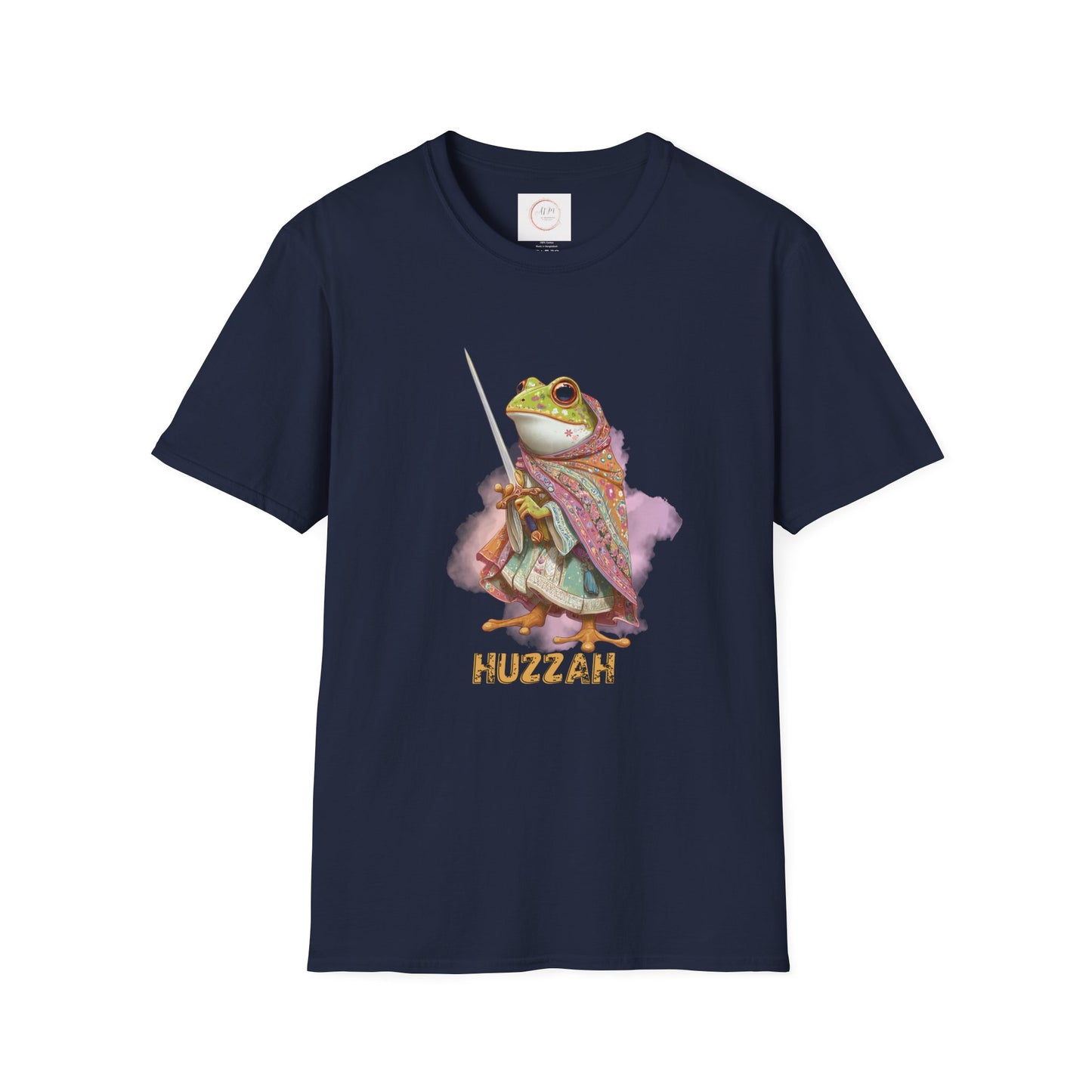 Frog Knight T-Shirt — 'Huzzah' Medieval Amphibian Graphic Tee