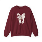 Bow Sweatshirt, Coquette Girl Sweatshirt, Feminine Floral Bow Crewneck