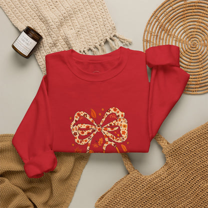 Leopard Bow Paw Print Crewneck Sweatshirt