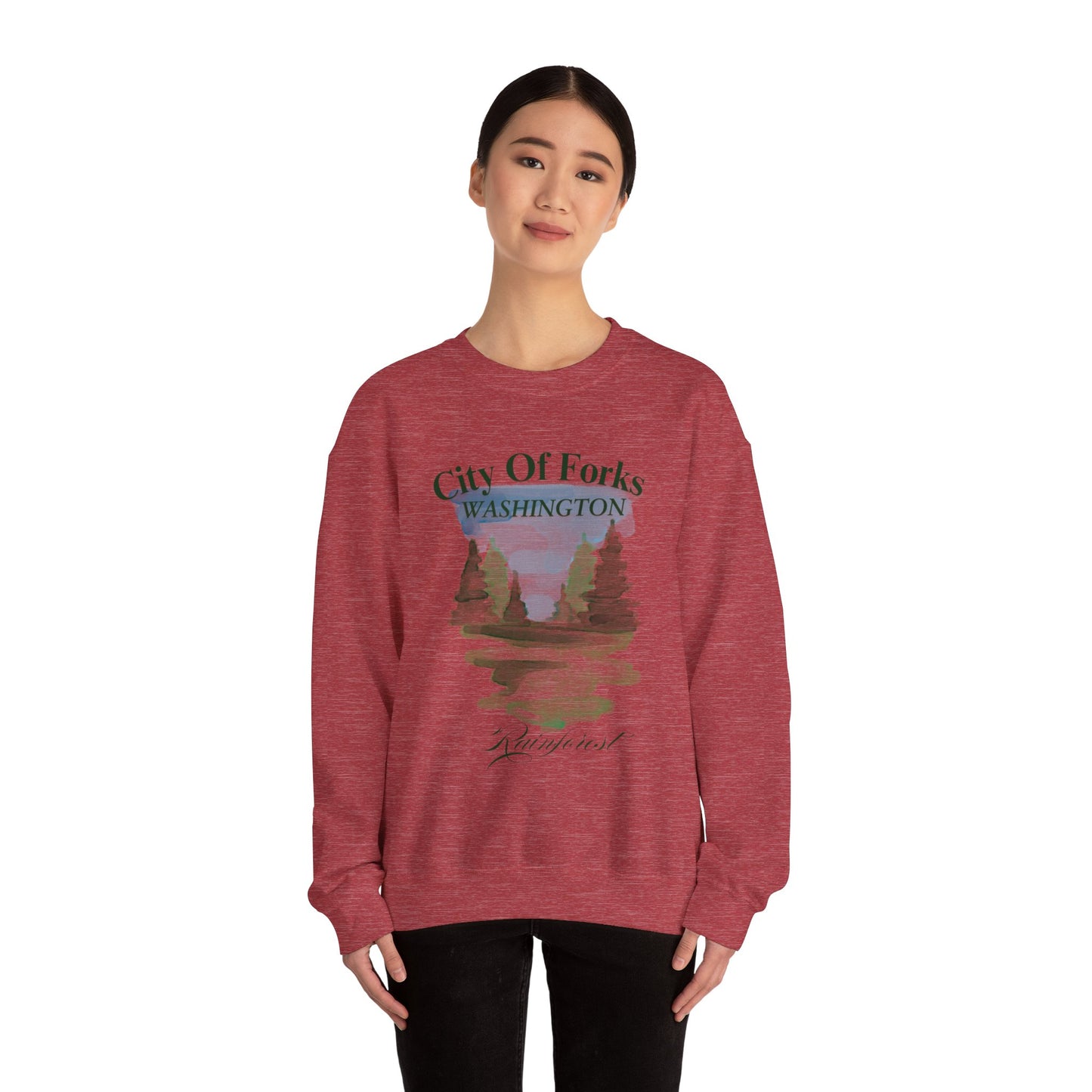 City of Forks  Sweatshirt  Forrest Crew Neck Sweatshirt