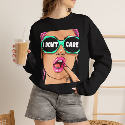 “I Don’t Care” Pop Art Crewneck Sweatshirt
