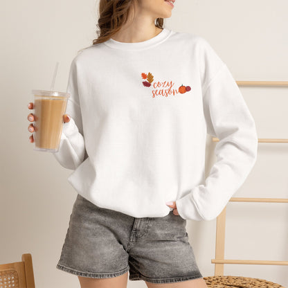 Crewneck Sweatshirt — Cozy Season Fall Leaves "Cozy Season" Design