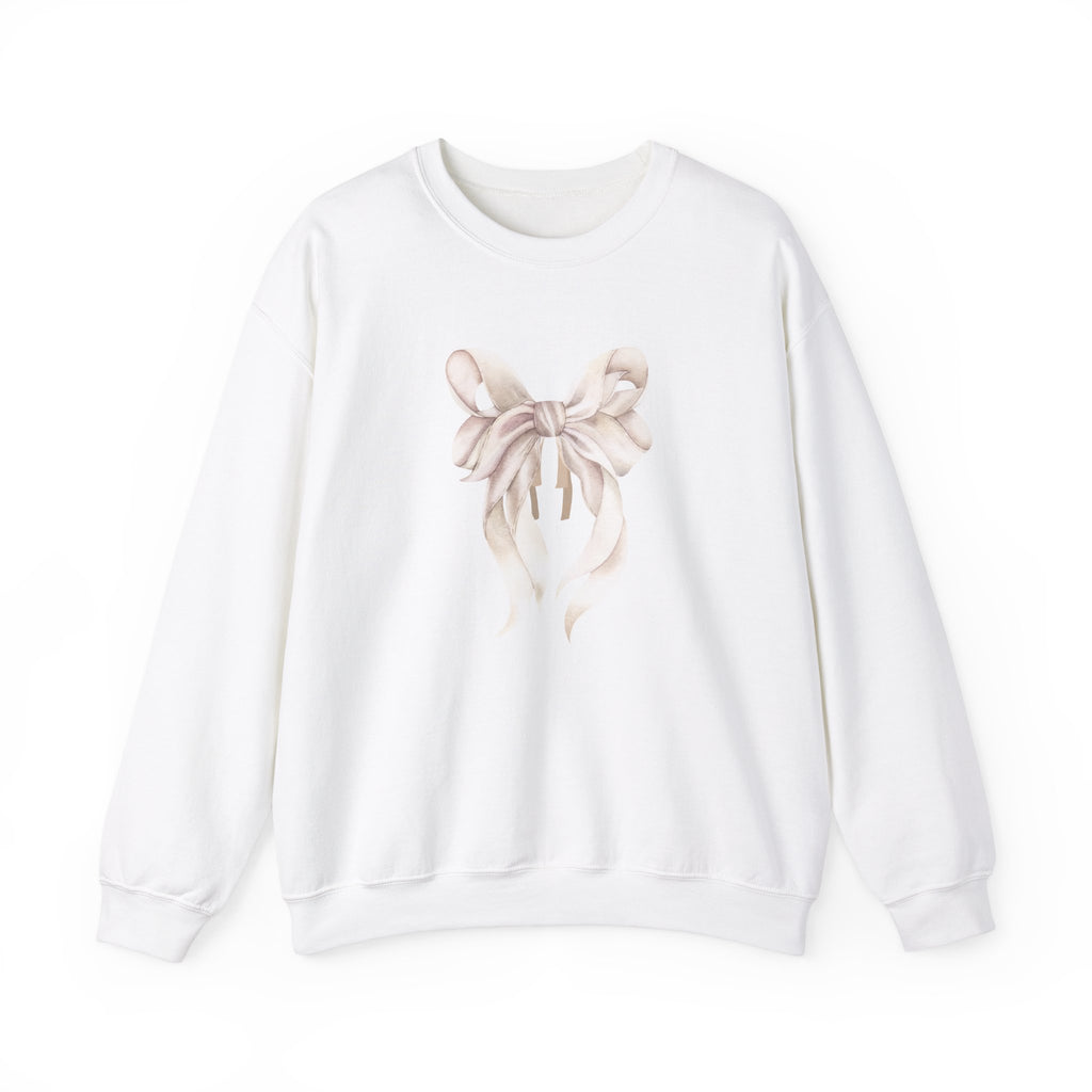 Bow Sweatshirt, Coquette Girl Sweatshirt, Feminine Floral Bow Crewneck