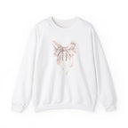 Bow Sweatshirt, Coquette Girl Sweatshirt, Feminine Floral Bow Crewneck