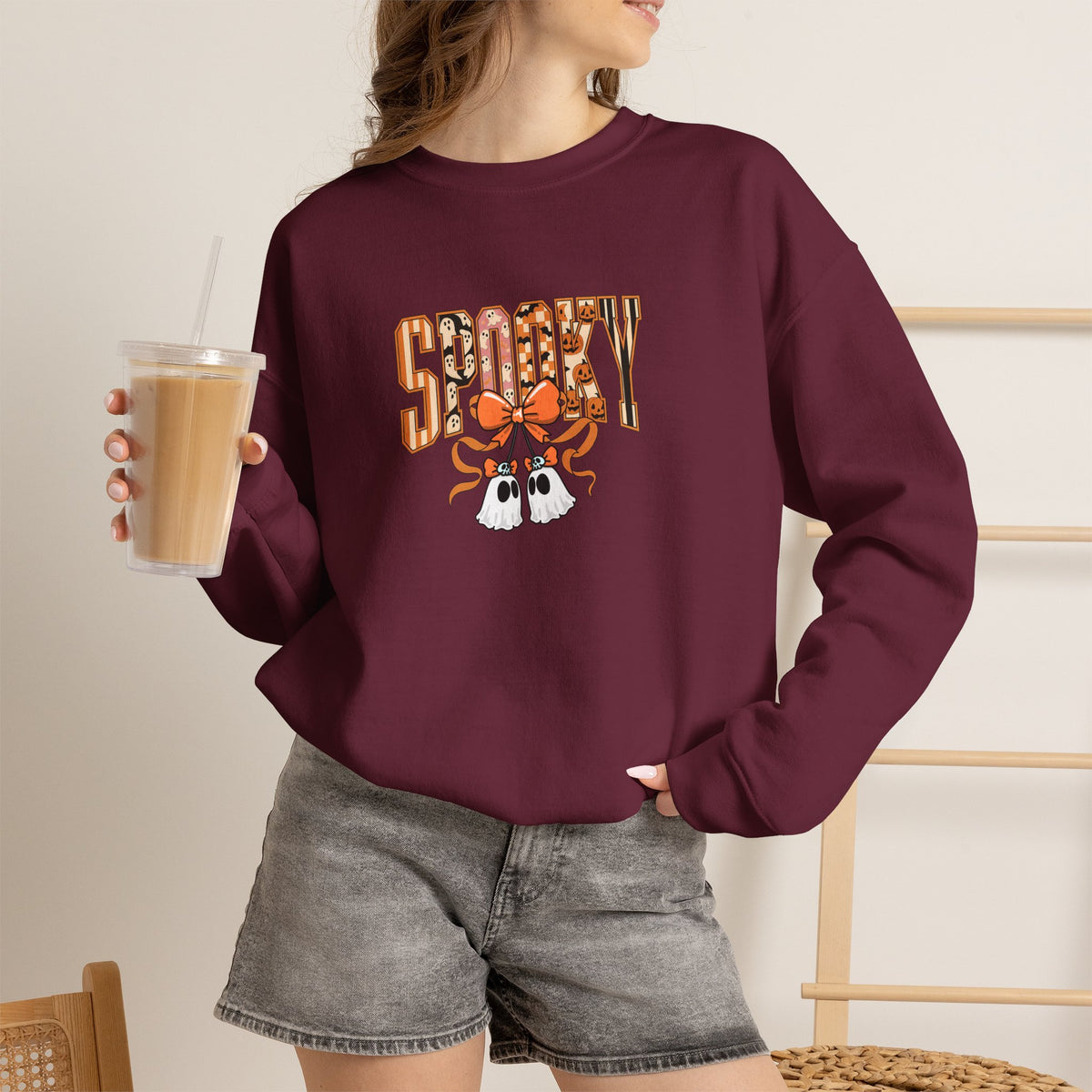 Spooky Ghost Pumpkin Crewneck Sweatshirt