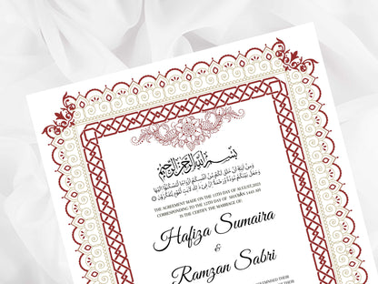 Nikkah Contract Template, Printable Nikkah Contract, Editable Nikkahnama, Muslim Wedding Certificate, Islamic Marriage Contract. NN107