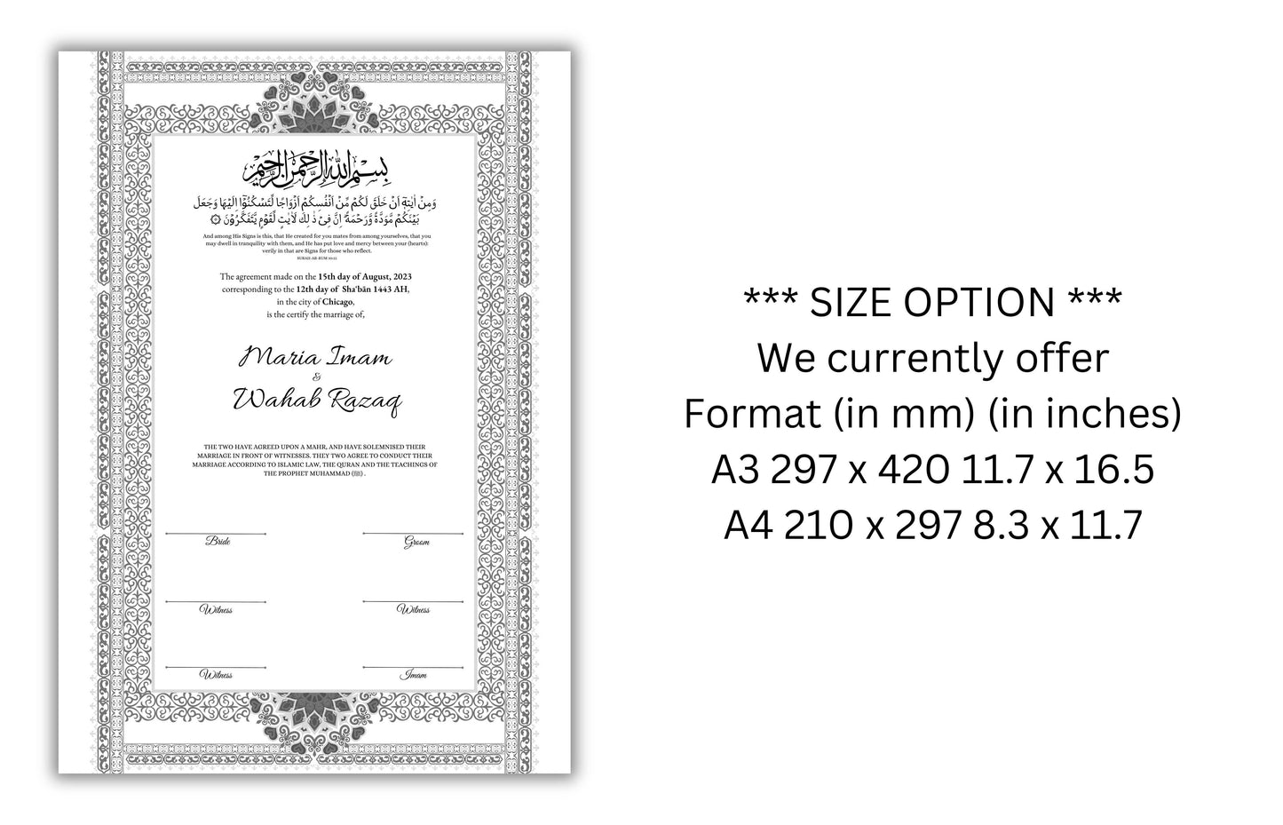 Nikkahnama | Custom Luxury Nikkah Contract | Mughal | Mughal | Inspired Luxury Nikkahnama | Nikkah Certificate in Pdf Template. NN180