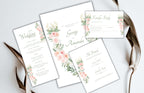 Blush Pink Rose Wedding Invitation, Boho Pink Sage Elegant Wedding Invite, Editable Floral Greenery Wedding Invitation. WEIB118