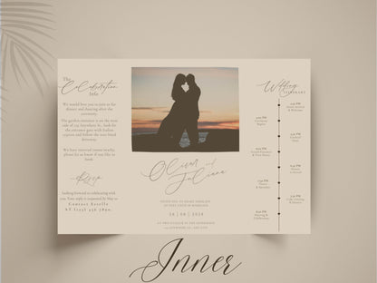 Modern Gatefold Wedding Invitation | Elegant Timeline Wedding Card | Minimalist Photo Wedding Invite | Custom Printable Template. WI137