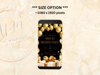 Gold Balloon Birthday Party, Digital Invitation, Text Invitation Black & Gold instant download, Printable, Shareable, Black theme. WEI50