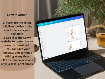Editable Wedding Invitation Template | Wildflower Gatefold Design | Boho Rustic Canva Invite | Printable Wedding Program. WI185