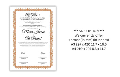 Nikkah Certificate Digital Download Personalised, A4, A3, Template, Instat Download. NN139