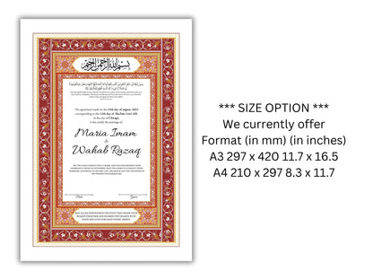 Nikkah Certificate Digital Download Personalised, A4, A3, Template, Muslim Wedding Contract, Instat Download. NN170