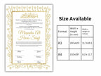 Gold Floral Nikkah Certificate Digital Download Personalised, A4, A3, Template, Instat Download. NN206