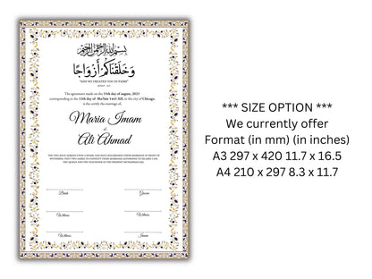 A4/A3 Nikkah Certificate Digital , Nikkah Contract Template, Muslim Marriage Certificate, Editable Wedding Agreement Gift. 146