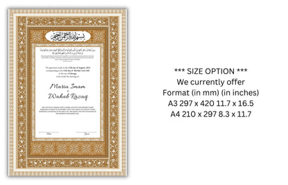 Nikkahnama | Custom Luxury Nikkah Contract | Mughal | Mughal | Inspired Luxury Nikkahnama | Nikkah Certificate in Pdf Template. NN175